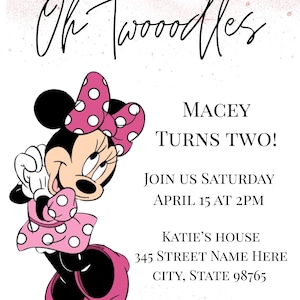 Oh Twooodles Minnie Mouse Birthday Invitation