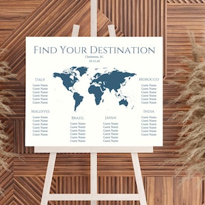 Plan des places sur la carte du monde