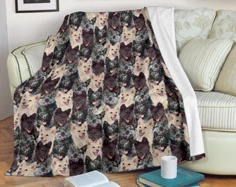 Mudi hundfilt i fleece, ungersk vallhundsfilt, present till sällsynt ras, Mudi mamma-sängkläder, söt valpansiktsdekoration