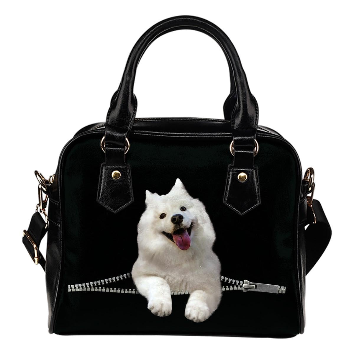 Samoyed Dog Zipper Handbag, Custom Dog Breed Purse, Luxury Samoyed