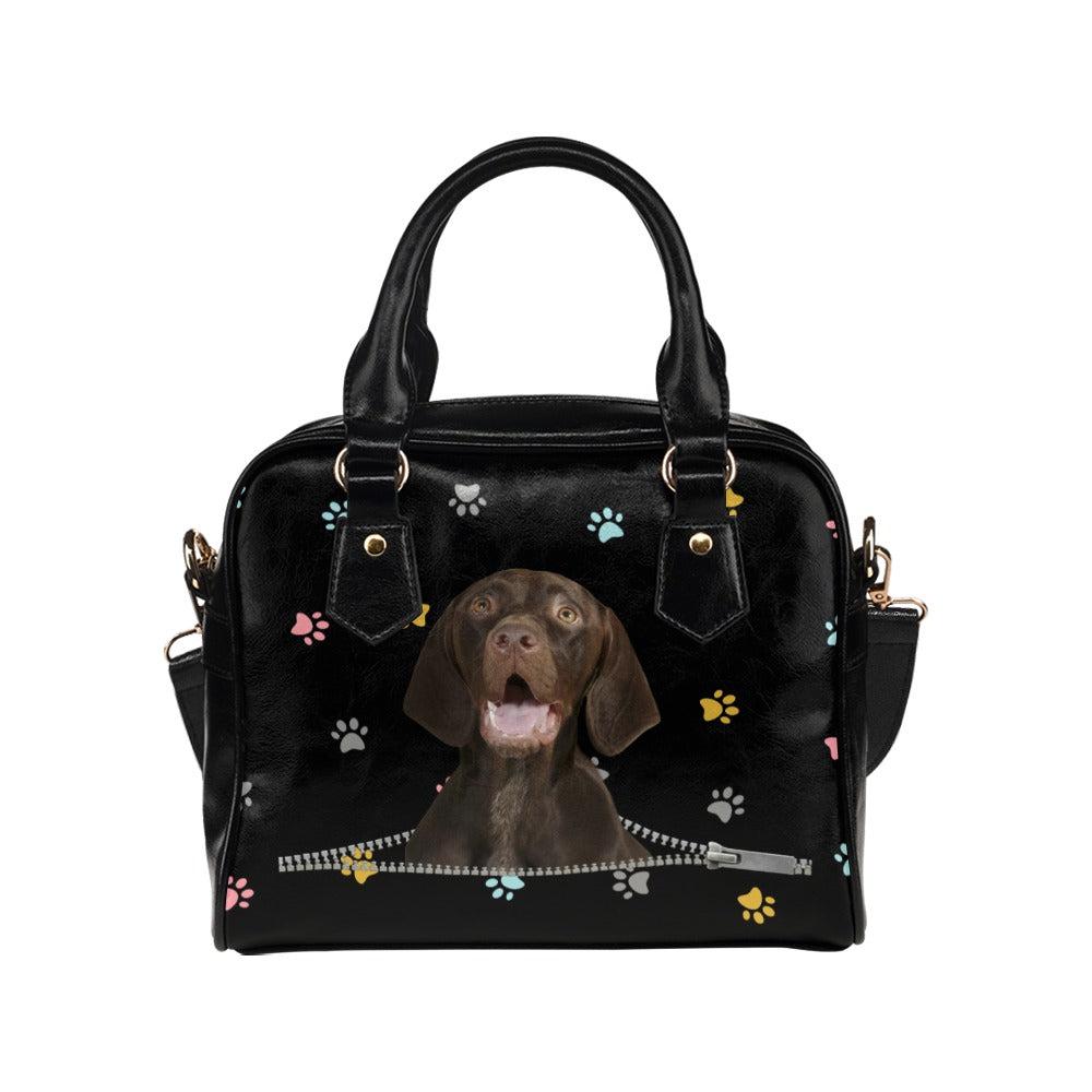 German Shorthaired Pointer Zip Colorful Paws Shoulder Handbag
