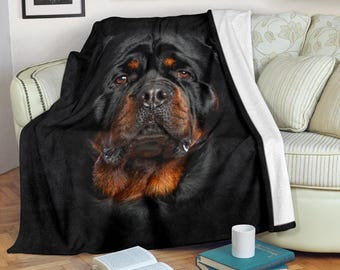 Rottweiler-filt, present till vakthundrasen, mjuk fleecefilt, rottweilermammas födelsedag, valpkammarsängkläder, husdjurskonst för heminredning