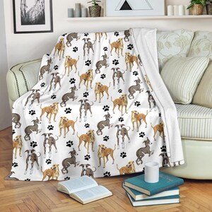 Sighthound hundrasfilt, greyhound whippet-present, mysig microfleece-filt, Sighthound-mammas födelsedag, valpkammarsängkläderdekor, husdjurskonst