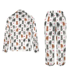 Affenpinscher Women's Long Sleeve Satin Pajama Set, Affenpinscher Mom Gift, Monkey Dog Sleepwear, Dog PJs, Cozy Pet Lover Loungewear image 5