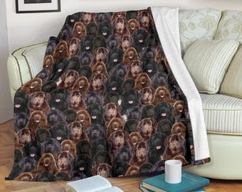 Newfoundland fleecefilt, Newfie hundfilt, sött valpansiktstryck, jätteraspresent, mjukt björnhundssängkläder