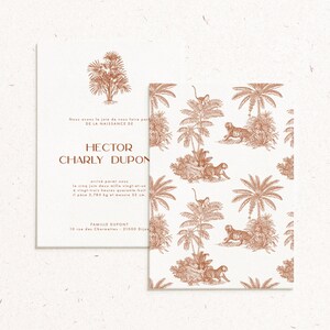 Modèle «Toile de Jouy» – Faire-part naissance classique – Motif Toile de Jouy – Elegant et intemporel