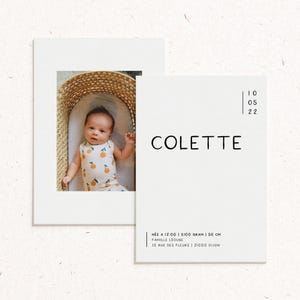 Modèle «Douceur» – Faire-part naissance minimaliste – Ecriture organique et artisanal