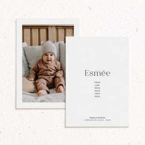 Modèle «Date» – Faire-part naissance minimaliste – Date en toutes lettres – Design épuré