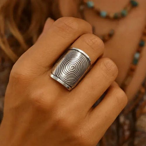 Sterlingzilveren toearegring: etnische etnische Afrikaanse tribale sieraden in boho-stijl