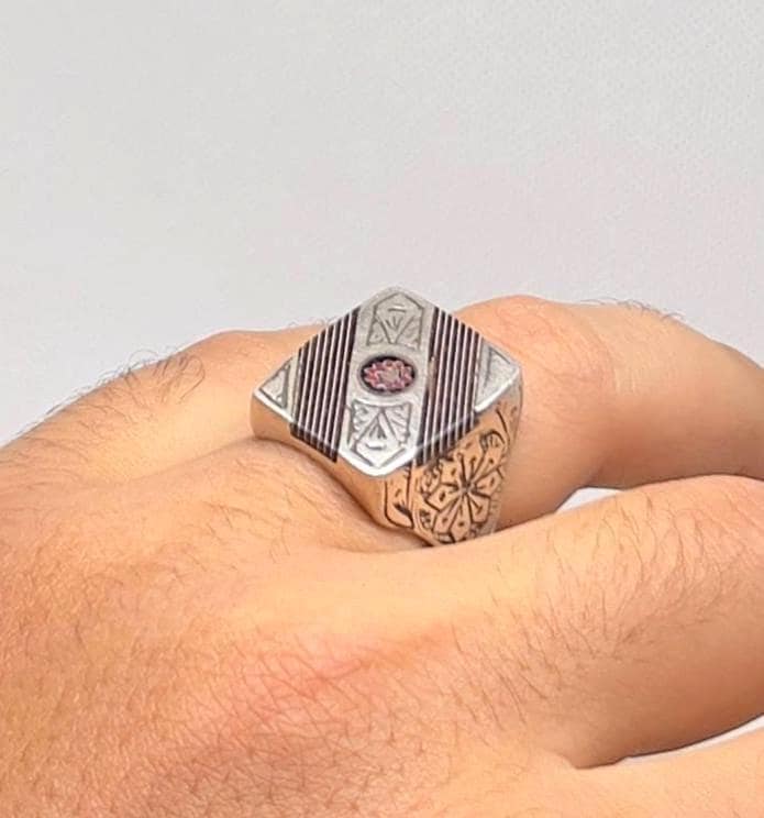 BAGUE CHEVALIÈRE MÉTAL argenté - poinçons EUR 40,00