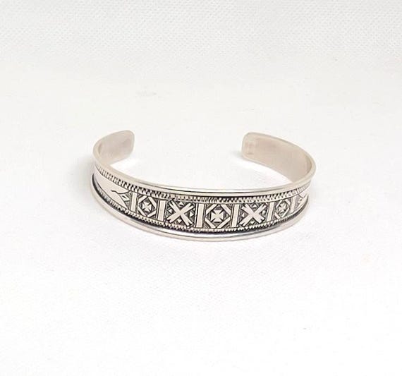 Mali Niger Tuareg Solid Silver Cuff Bracelet: Ste… - image 1