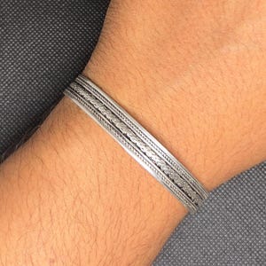 Tuareg Bracelet in Sterling Silver, Berber Amazigh Bangle Cuff, Tribal Tuareg decorated, Moroccan Jewelry, 925 African Ethnic Jewelry