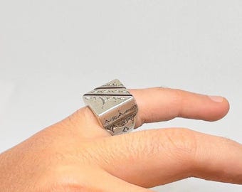 Bague touareg en argent sterling faite main : bijoux tribaux berbères, taille US 8, 57 EU