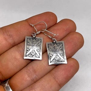 Sterling Silver Amazigh Yaz Symbol Earrings: Berber Jewelry