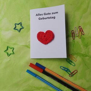 Biglietto di compleanno / motivo all'uncinetto / con busta a scelta / con cuore / A6, biglietto/regalo
