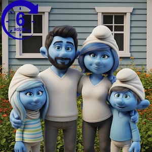 Custom Smurfs Style Portrait | Turn Your Photo into a Personalized Smurf Character Cartoon Digital Illustration&quot;