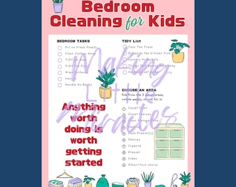 Red Bedroom Cleaning List for Kids