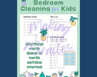 Green Bedroom Cleaning List for Kids