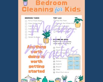 Orange Bedroom Cleaning List for Kids