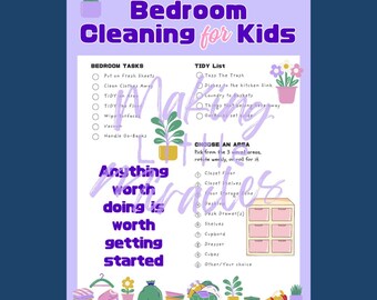Purple Bedroom Cleaning List for Kids