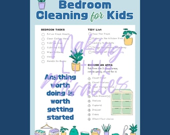 Blue Bedroom Cleaning List for Kids