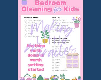 Pink Bedroom Cleaning List for Kids