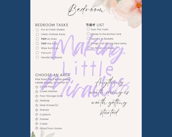 Flowers Bedroom Cleaning List for Adults