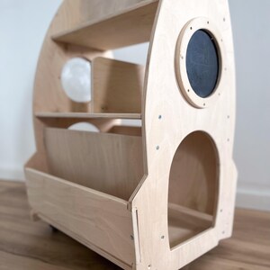 Wooden Rolling Rocket Rack for Kids Book and Toys - Etsy