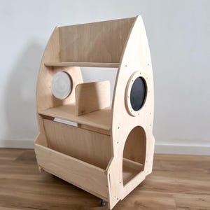 Wooden Rolling Rocket Rack for Kids Book and Toys - Etsy