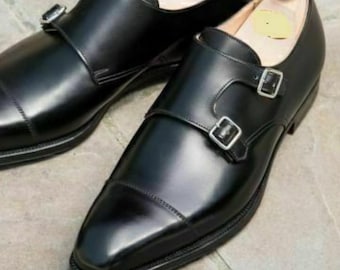 Rogue Studs Leather Shoes for Men, Dress Monk Shoes Mens Black Formal Shoes Wedding Party Shoes Premium Leather Monk Buckles Casual Shoes