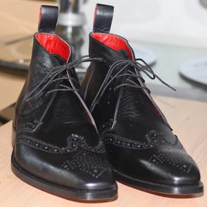 Rogue Studs Mens Black Brogues Dress Business Boots Men Chukka Boots Party footwear Engagement Black Boots Custom Handmade All Size Availabl