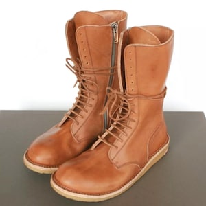 Rogue Studs Leather Boots for Men, Ankle Combat Military Crepe Sole Boots, Street wear Men Brown Round toe Casual Party Lace up Riding Boots