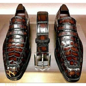 Rogue Studs Leather Shoes for Men Oxford Dress Shoes Mens Brown Formal Shoes Wedding Party Shoes Premium Leather Slip on Casual Shoes