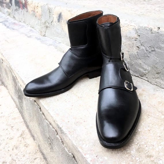 Soft Spots Supremes Vintage Black Leather Monk Strap Square Toe Ankle Boots Supremes by soft spot - Gem main image 2