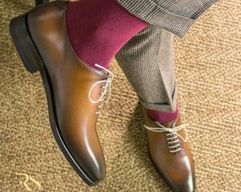 Zapatos Oxford de vestir de cuero marrón para hombre: estilo clásico con cordones
