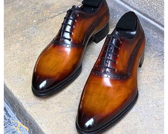 Zapatos de cuero marrón con cordones para hombre / Zapatos de vestir clásicos para uso formal, de oficina e informal