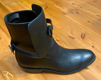 Rogue Studs Handmade Black Leather Jodhpur Boots for Men • Custom Men’s Ankle Boots • Luxury Handcrafted Leather Riding Boots