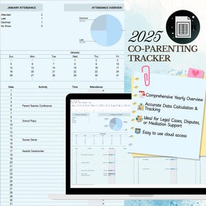 2025 Coparenting custody tracker calendar child custody logsheet monthly coparenting tracker joint custody calendar