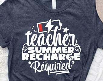 Teacher Summer Recharge Required Shirt, Teacher T-Shirt, Teacher Summer Shirt,Funny Teacher Tee,Last Day of School,Teacher Appreciation Gift