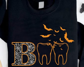 Halloween Dentist Sweatshirt,Boo Dentist Crewneck,Halloween 2026 Teeth Shirt,Spooky Dentist Sweatshirt,Dental Squad Sweater,Orthodontist Tee