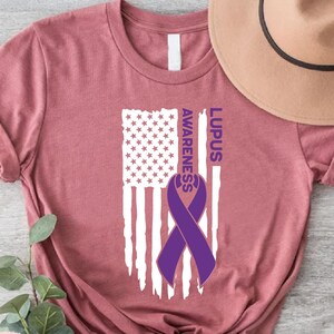 Lupus Awareness Shirt, Lupus Support Squad Shirt, American Flag Shirt, Purple Ribbon Shirt,Autoimmune Disease Shirt,Lupus Support Gift Shirt