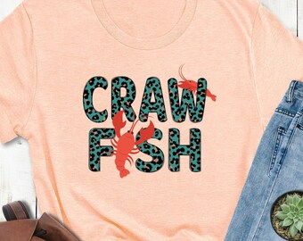 Leopard Crawfish Season T-Shirt, Crawfish Shirt,Crawfish Season Shirt,Feisty and Spicy,Crawfish Gifts,Women Crawfish Shirt,Shrimp Lover Gift