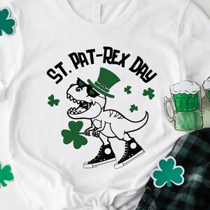 Kids St Patrick Day Shirt, Lucky Saurus Shirt, Funny Dinosaur Shirt, Irish Gifts for Boys, Toddler St Patrick Day Shirt, Four Leaf Clover