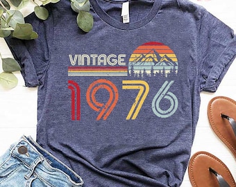 Vintage 1976 Shirt, Retro 1976 Birthday Shirt, Born in 1976 Tee, 1976 Birthday Gift