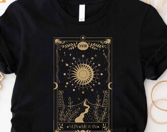 Sun and Moon Shirt, Celestial Shirt Moon, Moon Gifts for Women, Mystical Shirt, Celestial Gifts, Sun and Moon Tarot Cards Shirt for Women