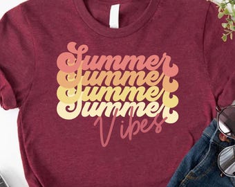 Summer Vibes Shirt, Summer Holiday Shirt, Summer Vacation Gift,  Hello Summer Shirt,Retro Beach Shirt, Beach Tee Shirt, Beach Outfit