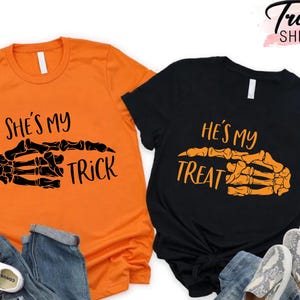 Halloween Couple Shirt, Matching Halloween Couple Tee,Funny Halloween 2025 Gift,Funny Couple Gifts,Trick or Treat Couple Shirt,Halloween Tee