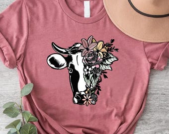 Seeyoushy Women's Floral Print T-Shirt - Casual Summer Top With Funny Graphic In Pink (Medium) - View #13