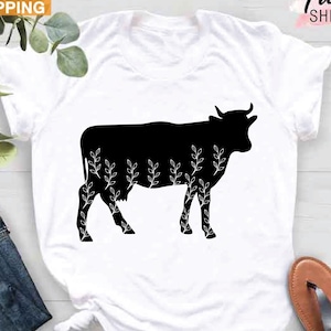 Floral Cow Shirt, Cow T Shirt, Cow Lover Shirt, Farming Shirt, Farm Girl Shirt, Cow Lover Gift, Cow Farm Shirt, Country T Shirt, Dairy Farm