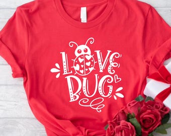 Valentine’s Day Shirt, Cute Love Bug Tee, Valentine Gift, Heart Ladybug Shirt